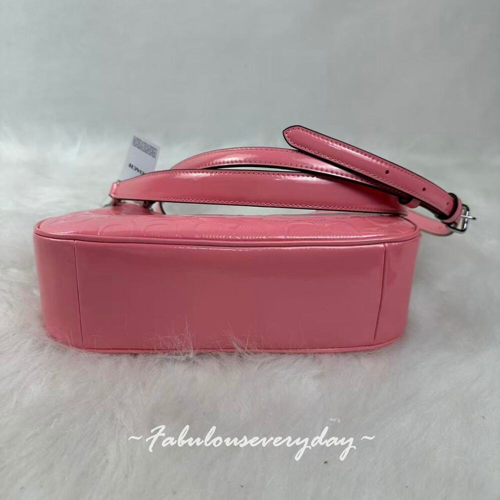 Coach Teri Shoulder Bag In Signature Leather With Heart Charm Sv/Pink CDA98 NWT - Picture 7 of 9